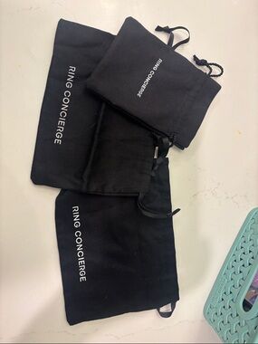 Ring Concierge Black Drawstring Jewelry Pouches - Set of Logo Bags